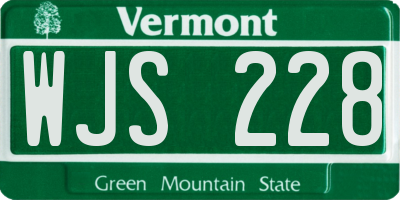 VT license plate WJS228