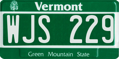 VT license plate WJS229