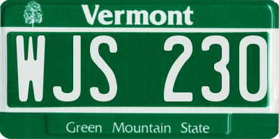 VT license plate WJS230
