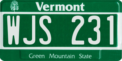 VT license plate WJS231