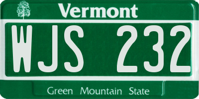 VT license plate WJS232