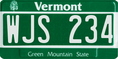 VT license plate WJS234