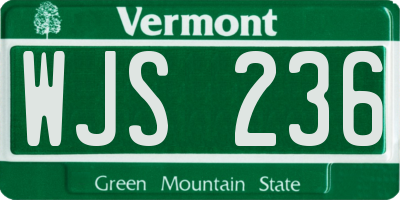 VT license plate WJS236