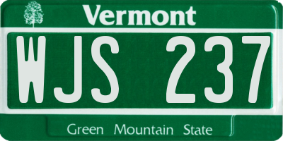 VT license plate WJS237