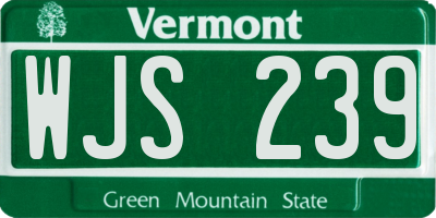 VT license plate WJS239