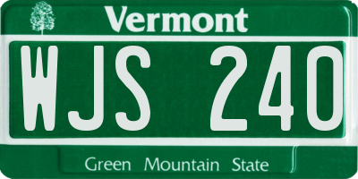 VT license plate WJS240