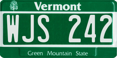VT license plate WJS242