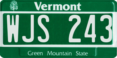 VT license plate WJS243