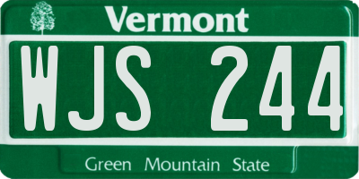 VT license plate WJS244