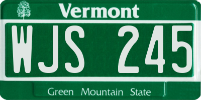 VT license plate WJS245