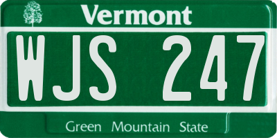 VT license plate WJS247