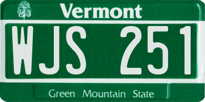 VT license plate WJS251