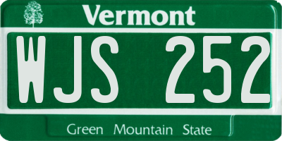 VT license plate WJS252