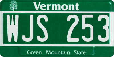 VT license plate WJS253