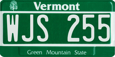 VT license plate WJS255