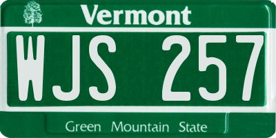 VT license plate WJS257