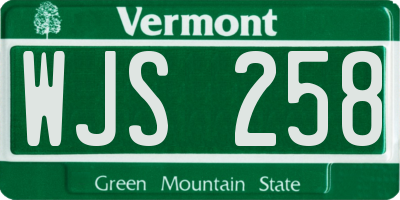 VT license plate WJS258