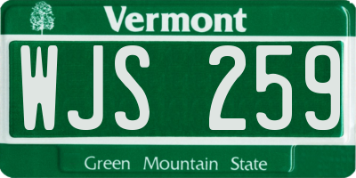 VT license plate WJS259