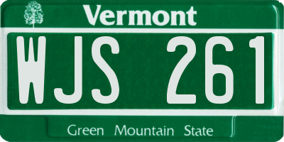 VT license plate WJS261