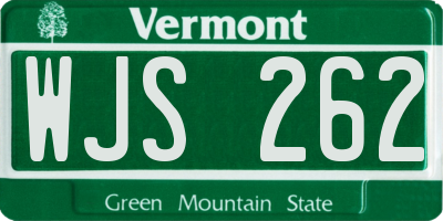 VT license plate WJS262