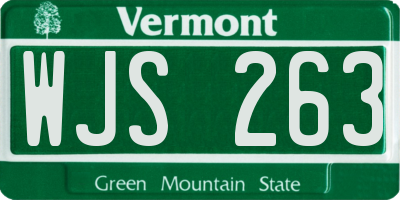 VT license plate WJS263