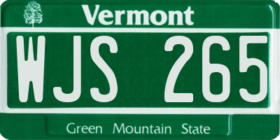 VT license plate WJS265