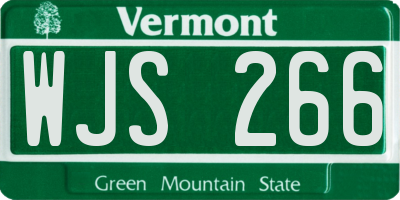 VT license plate WJS266