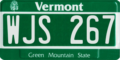 VT license plate WJS267