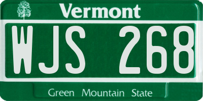 VT license plate WJS268