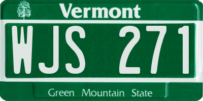 VT license plate WJS271