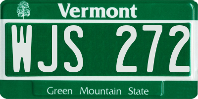 VT license plate WJS272