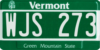 VT license plate WJS273