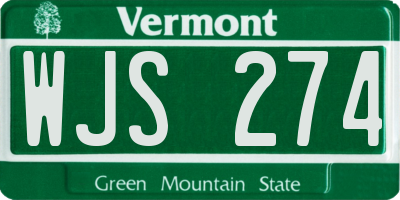VT license plate WJS274