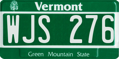 VT license plate WJS276