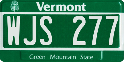VT license plate WJS277