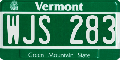 VT license plate WJS283