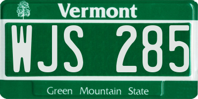 VT license plate WJS285