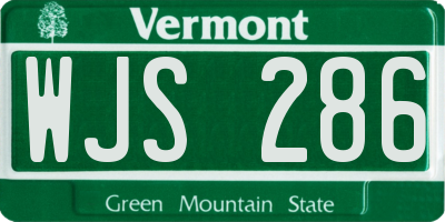 VT license plate WJS286
