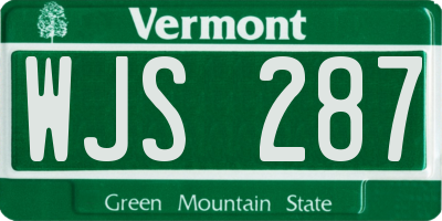 VT license plate WJS287
