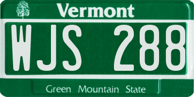 VT license plate WJS288