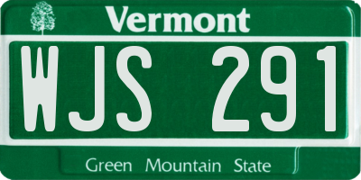 VT license plate WJS291