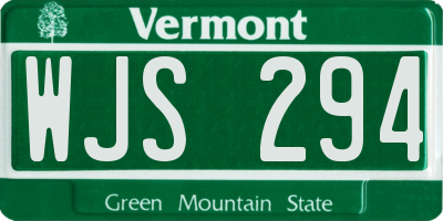 VT license plate WJS294