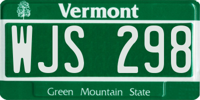 VT license plate WJS298