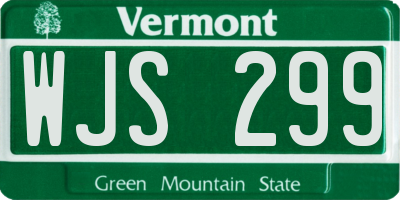 VT license plate WJS299