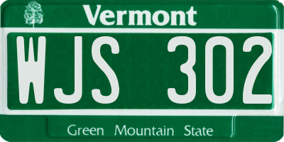 VT license plate WJS302