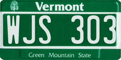 VT license plate WJS303