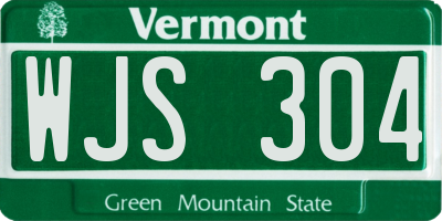 VT license plate WJS304