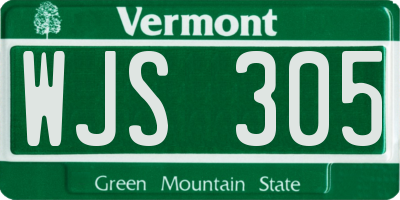 VT license plate WJS305