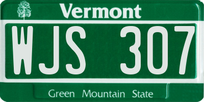 VT license plate WJS307