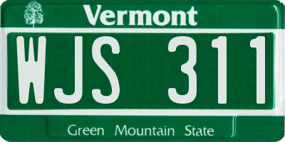 VT license plate WJS311
